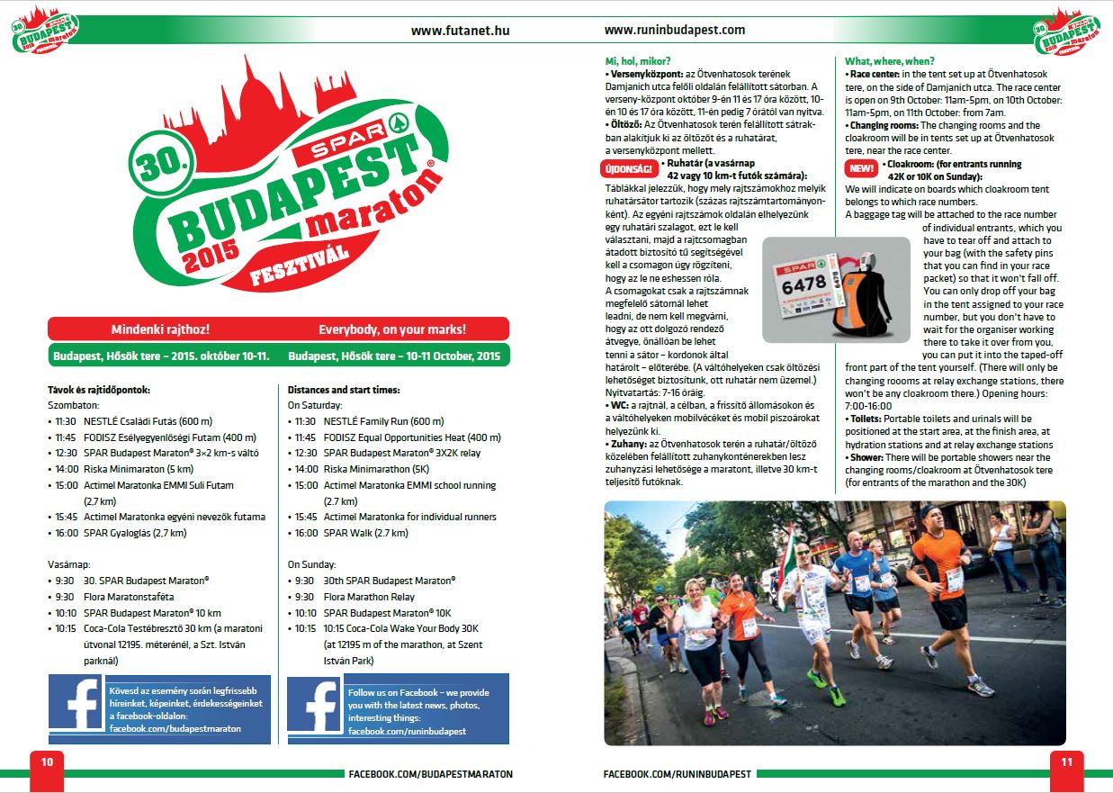 Íme online a SPAR Budapest Maraton® műsorfüzete